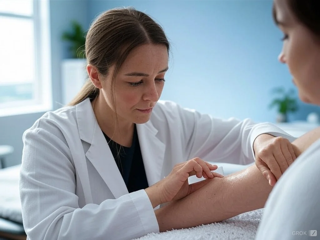 A clinician fitting a patient at home